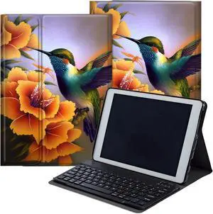 DEGDFSGR for Samsung Galaxy Tab A8 10.5 Case with Keyboard, Detachable Wireless Keyboard Magnetic Closure Protective Cover Case for Samsung Tab A8 2022[SM-X200 X205 X207], Yellow Flower Hummingbird