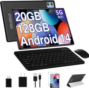 DEERTiME Android 14 Tablet 10.1 Inch Tablets, 20GB RAM 128GB ROM 1TB Expand Octa-Core 2 in 1 Tablet PC with Keyboard Mouse Case, 1280x800 IPS HD Touchscreen, Bluetooth WI-FI 6, Widevine L1 (Black)
