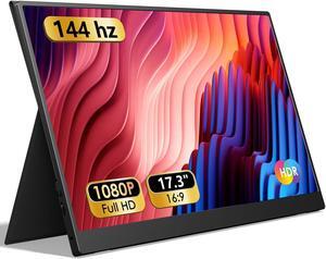 ForHelp 17.3" Portable Monitor 1080P FHD 144Hz Narrow Edge Laptop Monitor USB C HDMI Gaming Computer IPS HDR Screen, Travel Monitor for PC Mac Phone Xbox PS5 Switch Laptop w/Smart Cover & Speakers