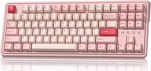 FL ESPORTS 75% Keyboard, Wireless Gaming Keyboard, 3-Modes Creamy Mechanical Keyboard Hot-Swap, 87 Key RGB Keyboard with Pre-lubed Linear Switch for PC/Tablet/PS/Xbox (Pink)