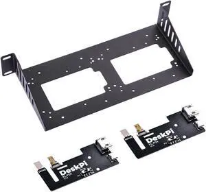 GeeekPi SBC Shelf 10 inch 1U Rack for DeskPi RackMate T1/T0/T2 Server Cabinet, with 2PCS Micro HDMI to HDMI Adapter Board for Raspberry Pi 5/Pi 4B