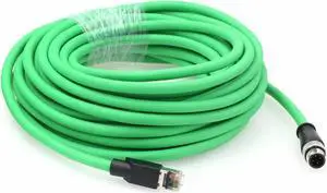 HangTon M12 4 Pin D Coded to RJ45 Ethernet Cable for Sick Datalogic Sensor Barcode Reader Scanner Cat5e Network PoE Power 20m