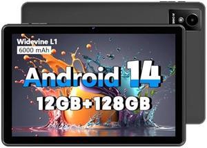 Hasskya Tablet 10 Inch Android 14 2024 New Tablets, 12GB+128GB, 1TB Expand, Widevine L1 Compatible Octa-Core Tablet with WiFi 6, 6000mAh Battery, Dual Camera(5MP+8MP)
