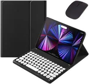 kaidisen Keyboard Case for Galaxy Tab A7 Lite 8.7 inch Case with Keyboard and Bluetooth Mouse, Detachable Candy Color Keyboard Cover Round Key,Black