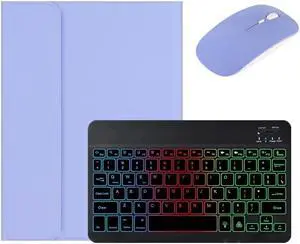 kaidisen Backlit Keyboard for Galaxy Tab S10 FE / S9 FE 10.9 inch, Tab S9/S8/S7 11" Case with Mouse and Detachable RGB Colorful Backlight Color Keyboard Case,Purple+Black