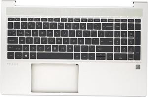 Jxjslp Replacement Upper Case Palmrest for HP Probook 450 455 G8 Series Laptop Top Cover Backlit Keyboard Assembly M21742-001 Silver