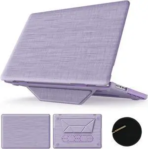 Case for MacBook Pro 16 Inch Case, 2024-2021 M4 M3 M2 M1 Pro/Max, Compatible A3186 A3403 A2991 A2780 A2485, Foldable Stand and Mouse Pad/Bag, Plastic Hard Shell, Woven Fabric Protective Cover, Purple