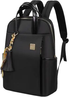 Kamlui Laptop Backpack for Women 17.3-Inch Slim - Computer Case Laptop Bag Travel Casual Daypack Satchel Business Weekender Fashion Nylon (Black)