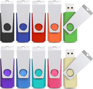 KEXIN 64GB Flash Drive 10 Pack Thumb Drive 64 GB USB Flash Drives 64G USB Drive Bulk Jump Drive Swivel Pen Drive Data Storage USB Stick with LED Indicator 64G 10 Pack
