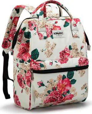 Kinmac Laptop Backpack for Women and Men, Large Capacity Travel Backpack for 15.6 inch Laptop Computer (Peony)