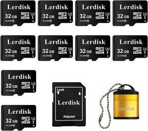 Lerdisk Factory Wholesale Micro SD Card 32GB U3 Pack of 10 in Bulk Micro SDHC with SD Adapter Produced by Authorized Licencee(32GB)