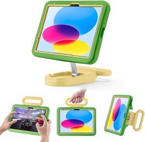 Kids Case for ipad 10th Generation 10.9 Inch 2022/Air 6th Gen,Adjustable Portrait/Landscape Stand/Drop Proof with Handle,Child Friendly Case for iPad Air 11 Inch Case 2024 (6th Generation) (Green)