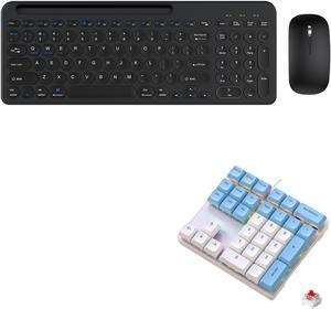 LINKEET Wireless Keyboard and Mouse Integrated Stand & Wired Mechanical Numpad Rainbow Backlit 33-Key NKRO