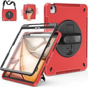 Miesherk Case for iPad Air 13 Inch 2025 M3/M2, iPad Air 13 Inch Case with Built-in Screen Protector, 360deg Rotating Stand, Pencil Holder, Adjustable Shoulder Strap