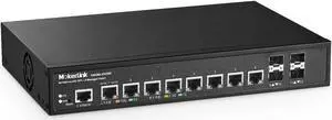 MokerLink 12 Port 10G Managed Switch, 8x10G Ethernet, 4x10G SFP+, 10G/5G/2.5G/1G Auto-Adaptive, L3 Web/CLI Managed, Metal Desktop|Rackmount Network Switch