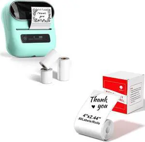 Phomemo M220 Label Maker & 4 Roll Label, 3.14 Inch Bluetooth Thermal Label Printer for Barcode, Address, Labeling, Mailing, File Folder Label, Easy to Use, Support Smartphone, Tablet&PC