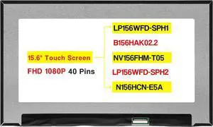 POBRIDA New Screen Replacement LP156WFD-SPH1 for B156HAK02.2 NV156FHM-T05 LP156WFD-SPH2 N156HCN-E5A 15.6 Inches Laptop FHD 1920 * 1080 40 Pins Touch LCD Display Panel