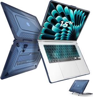 SEYMAC Compatible with MacBook Air 15 inch Case 2024 2023 Release M3 A3114/M2 A2941, Dual Layer Hard Shell Protective Cover for MacBook Air 15" with Folding Stand &Mouse Pad/Bag,Blue