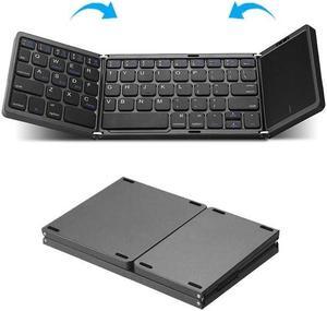 Generic Portable folding keyboard with touchpad, rechargeable and foldable, suitable for travel, compatible with laptops, tablets, smartphones, and Windows iOS Android systems. (BLACK), B089T