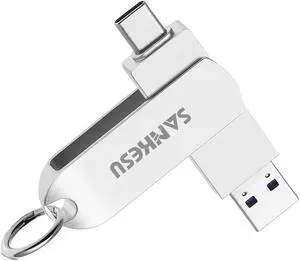 SANKESU 512GB USB C Flash Drive 3.1,Read Speed Up to 150MB/s, USB A and Type C OTG USB Thumb Drive, Dual Memory Sticks Compatible with Android Phones/PC/Laptop/Macs(Silver)