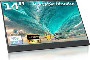 StarXnDa 14 inch Portable Monitor Ultra-Slim IPS FHD 1920 * 1200p Second Monitor for Laptop,300cd/m216:10 Aspect Ratio with Protective Sleeve USB-C HDMI
