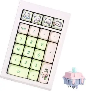 Bluetooth Number Pad, VIA Programmable Aluminum Numeric Keypad, Hot-Swappable Keypad with Fairy Linear Switch MOA Profile 21 Keys Panda Keycap Numpad for Laptop,PC, Mobile Phone, Tablet (Green)