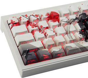 PBT Keycaps - Side Print Keycaps, Shine Through Custom Key caps 75 Percent, Ink Painting Keycap Set Dye Sub & Double Shot, 131 Keys Cherry Profile Keyboard Keycap for Mechanical Keyboard, Wuxia
