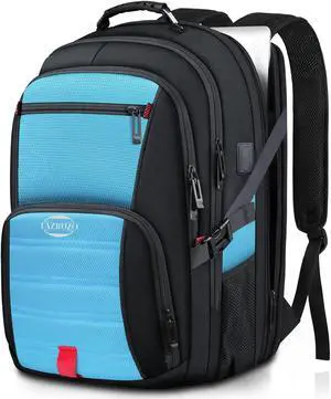 tazbuzo 18.4 Inch Extra Large Backpack, Carry on Backpack, 55L Travel Laptop Backpack, Water Resistant Casual Hiking Daypack, Computer Bag with USB Port, College School Backpack for Men Women, Blue