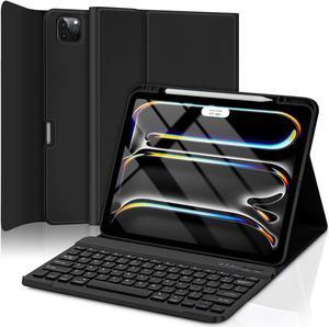 TQQ for iPad Pro 13-inch (M4) 2024 Case with Keyboard, Keyboard Case for iPad Pro 13-inch (M4), Detachable - Pencil Holder - Flip Stand Cover - Case for iPad Pro 13-inch (M4) (Black)
