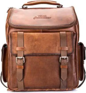 VELEZ Full Grain Leather Backpack for Men and Women | 15.6 Inch Laptop Bag | Tan Designer Bookbag | Business Computer Bag Shoulder Bags