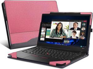 Laptop Cover for Lenovo ThinkPad X1 Carbon Gen 9 14" ThinkPad X1 Carbon Gen12|10|11 X1 Yoga gen 8/7 /6 All-Inclusive Drop Case 14" PU Leather Inner Pocket Cover Laptop Case (Pink)