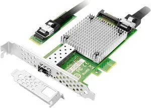 Vogzone M.2 to 10GbE SFP+ NIC, Single SFP+ Port with Intel 82599 chip, M.2 + M Key + SFF-8087 with 35cm(13.7in) Cable, 10 Gigabit Network Card for Windows, Linux, UEFI
