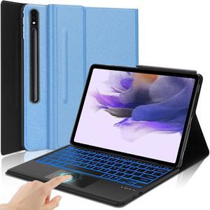 WINCHKING Galaxy Tab S7 FE Case 12.4" Tablets with Keyboard for Samsung Galaxy Tab S8 Plus/Tab S7 Plus S7+ S8 Case,7 Colors Backlit Trackpad Wireless Smart Touch Keyboard with S Pen Holder