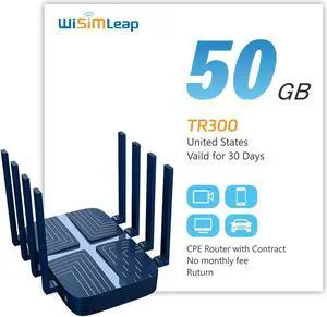 wiSIMLeap 4G WiFi 6e Router CPE LTE Cat 12 and Portable WiFi AX3000 Store RV Gaming Router for Wireless Internet vSIM Include Local and Roaming Pay as You GO Mifi Hotspot 50GB for US