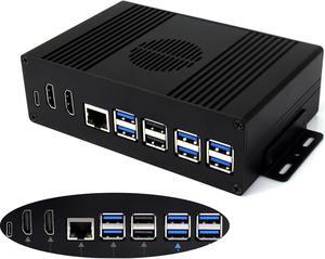 Multi-Functional All-in-One Mini-Computer Kit Compatible with Raspberry Pi 5, Pi5 PCIe Box Includes Aluminum Alloy Case, PCIe to 4-CH USB3.2 Gen1 Adapter Board, Pi5 HDMI and Type-C Adapter Board