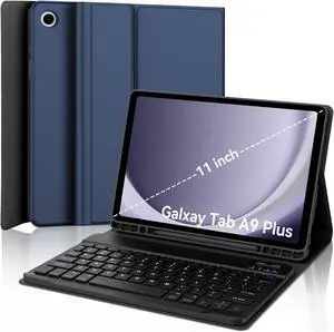 YEHOBU for Samsung Galaxy Tab A9 Plus Case with Keyboard 11 inch, Detachable Wireless Keyboard, Smart Slim Folio Cover with S Pen Holder for Samsung Tablet A9+ 5G 11'' 2023 Auto Sleep/Wake Dark Blue