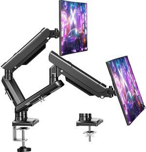 Dual Monitor Mount for 13-32 inch Screens, Gas Spring Monitor Stand for 2 Monitor, Full Adjustable Monitor Desk Mount with C-Clamp&Grommet Base, Each Arm Holds Max 22 lbs, Freelift Pro Black