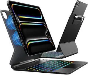 typecase Edge Keyboard Case for 2024 iPad Pro 13-inch (M4), Ultra-Slim Detachable Protective Case, Portrait & Typing Modes, Built-in Trackpad, 11-Color Backlight, Magnetic Stand, Pencil Holder, Black