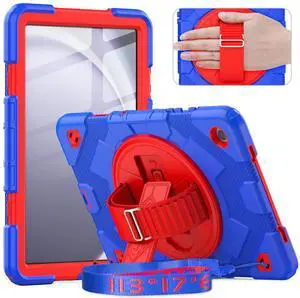 timecity Case for Galaxy Tab A9+ Plus 11 inch (SM-X210/X216/X218 Case). Protective Tablet Cover with Screen Protector, 360deg Rotating Stand, Hand & Shoulder Strap - Dark Blue