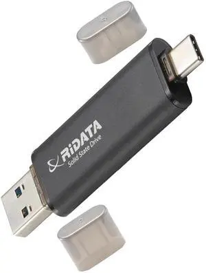 Ridata UV903 Black 1TB Portable SSD External Solid State Drive, Read/Write Speed up to 1050MB/s & 900MB/s, USB 3.2 Gen 2 OTG USB C & USB A, Thumb Drive, Compatible for Phone/PS5/Android/Windows/Mac
