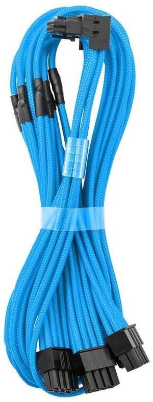 CableMod RT-Series Pro ModMesh Sleeved 12V-2x6 12VHPWR 90deg StealthSense PCIe Cable for ASUS/Seasonic/Phanteks - Variant B (Light Blue, 16-pin to Triple 8-pin, 60cm)