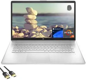 HP Laptop for Business and Student, 17.3" FHD IPS Display, AMD Ryzen 5 5500U (Up to 4.0GHz), 16GB RAM, 1TB PCIe SSD, FP Reader, Webcam, Keypad, Bluetooth, USB-C, HDMI, PDG HDMI Cable, Win 11 Pro