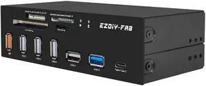 EZDIY-FAB PC Front Panel Internal Card Reader USB HUB, USB 3.1 Gen2 Type-C Port,USB 3.0 Support SD MS XD CF TF Card for Computer, Fits Any 5.25" Computer Case Front Bay