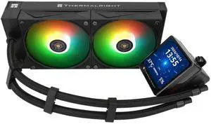 Thermalright Grand Vision 240 ARGB Black AIO CPU Liquid Cooler,IPS LCD Screen with 480x480 Resolution,for AM5/ LGA1851/1700,'3.4 inch'Magnet-Absorbent LCD Screen for Images,Black CPU Water Cooler