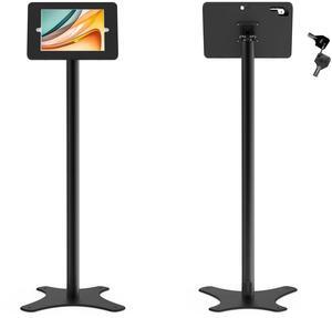 Beelta Tablet Floor Stand Compatible with 10.2" iPad 7 8 9, Rotate Lockable Metal Tablet Enclosure+Aluminum Pole+Metal Base - BSF302BT