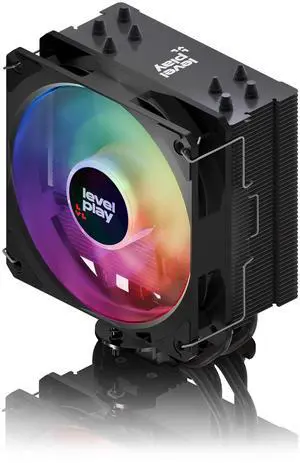 Levelplay Combat Air CA4 ARGB CPU Air Cooler 4 Copper Heatpipe All-Black heatsink 120mm Fan 1800RPM PWM for Intel LGA1851, LGA1700, AMD AM5, AMD AM4