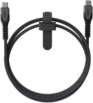 URBAN ARMOR GEAR UAG Rugged Kelvar Core USB-C to USB-C Cable 5ft/1.5m 60W Power Delivery PD Reinforced Fast Charging Cable for iPhone 16, MacBook, iPad Pro, Samsung Galaxy S25, Black/Gray