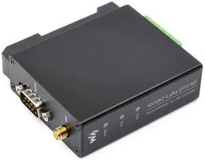 Waveshare Rail-Mount SX1262 LoRa Data Transfer Unit, RS232/RS485/RS422 to LoRa, Suitable for Sub-GHz Band HF Version