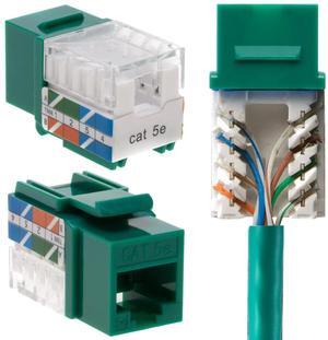 SATMAXIMUM Cat5e Keystone Ethernet Wall Jack Punch Down UTP 45-Degree (Easier Termination Than 90-Degree), RJ45 Slim Profile Speed Termination Green 45deg Angled (30 Pack)