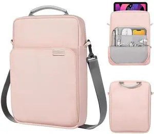 MoKo 12.9 Inch Tablet Sleeve Bag, Fits with 13 Inch New iPad Pro M4 & Air M2 2024,iPad Pro 12.9 M2&M1,Surface Laptop Go 12.4,Galaxy Tab S8+/S9+ 12.4,Handle Carrying Case with Shoulder Strap, Pink